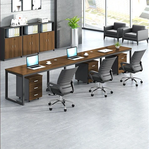 Staff Office Desk Metal Legs Modern Computer Desk with Drawers MDF Standing Table