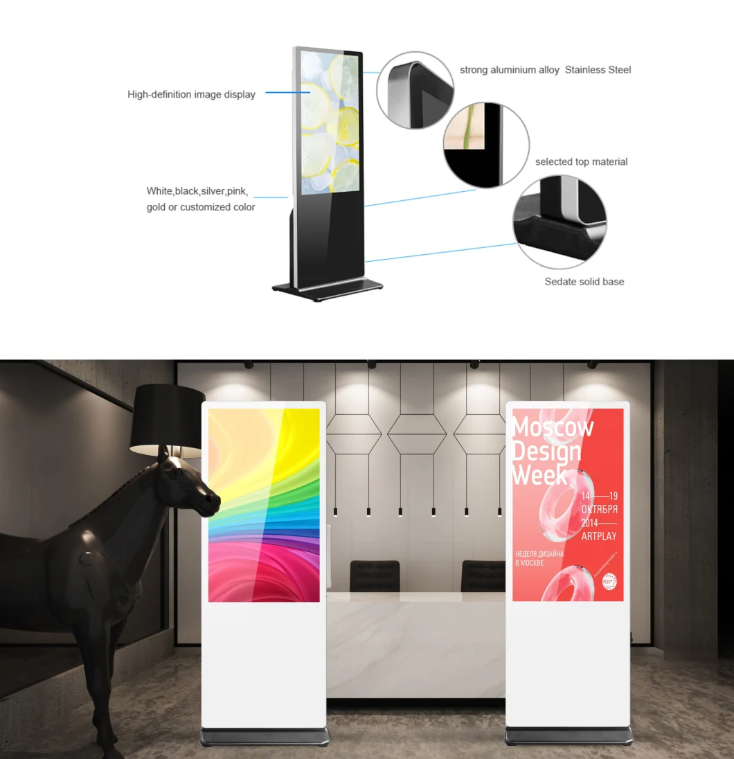 55inch Floor Stand Advertising Player LCD Touch Screen Kiosk Infrared Touch Kiosk Digital Signage