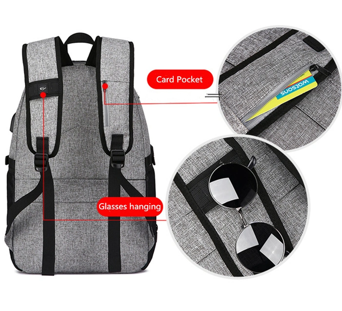 Factory 15.6 Inch Nylon Laptop Bag Laptop Backpack with USB Charging Port