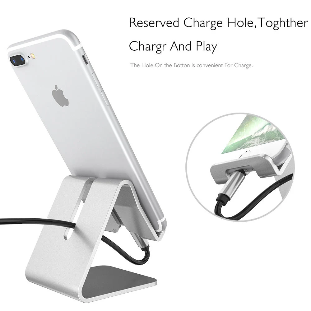 Aluminum Metal Phone Holder Desktop Universal Non-Slip Mobile Phone Stand Desk Hold for iPhone iPad Samsung Tablet