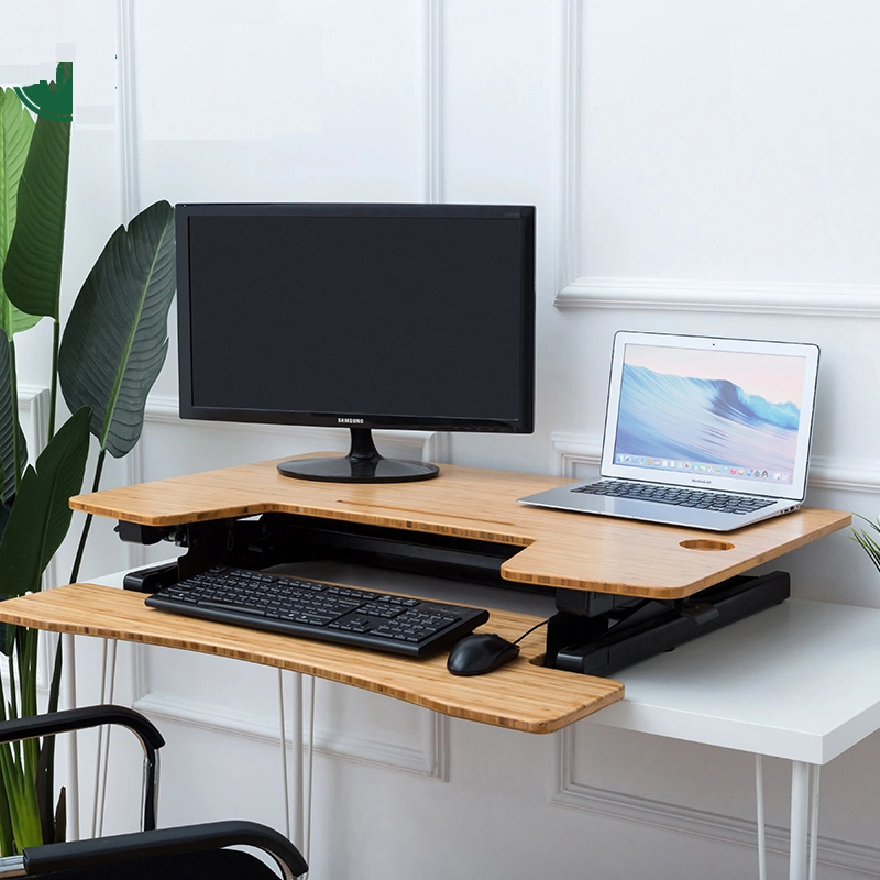 Adjustable Height Desk Riser Sit Stand up Computer Pneumatic Desk with Retractable Keyboard Tray