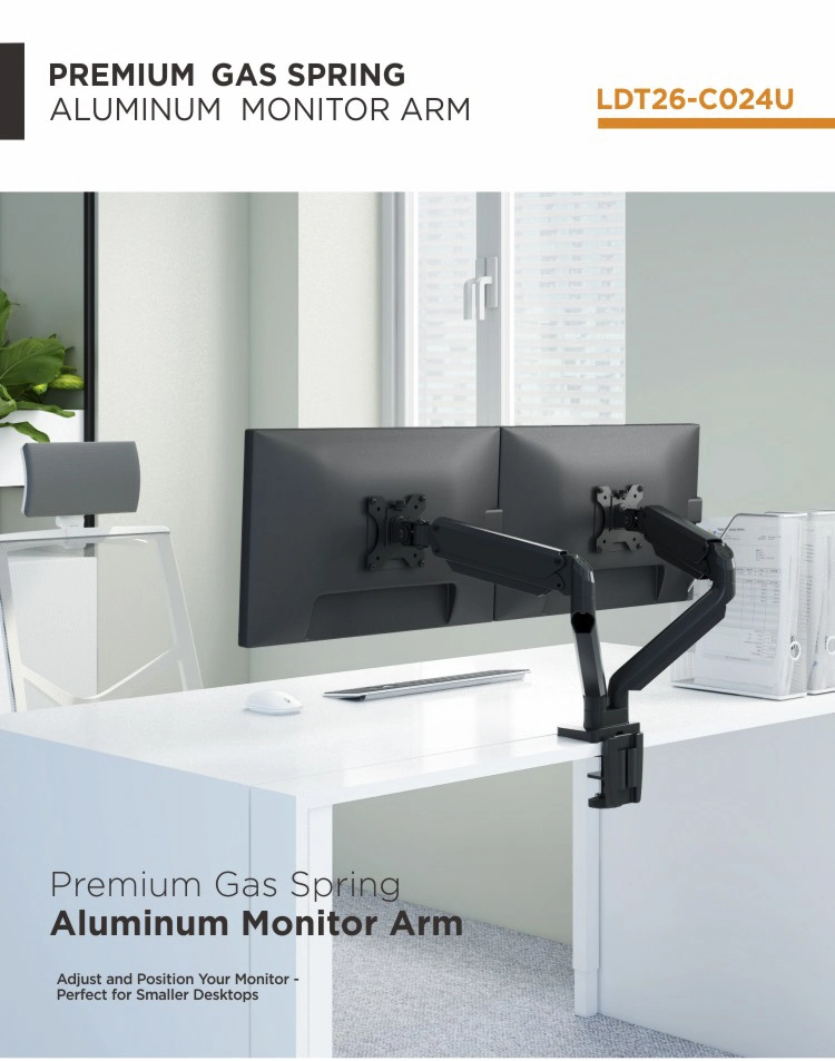 Dual Monitors Aluminum Gas Spring Monitor Arm with USB Ports