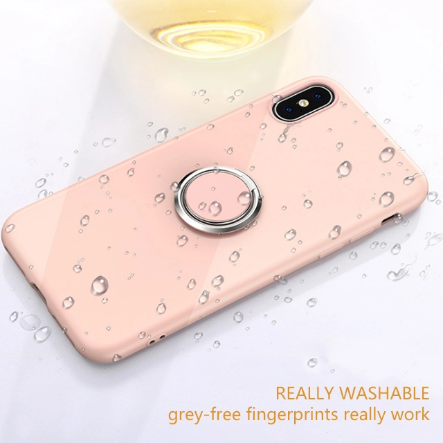 Soft TPU Rubber Cell Phone Case with Metal Ring Holder Stand Mobile Phone Accessories