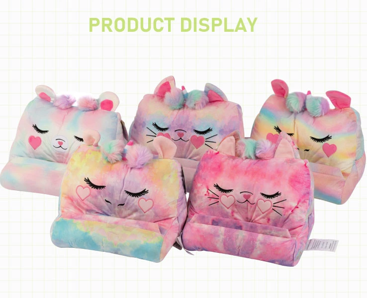 Tablet Pillow Stand Holder Soft Fleece Cartoon Pillow Lap Stand for Ipads, Tablets, Ereaders, Smartphone, Kindle