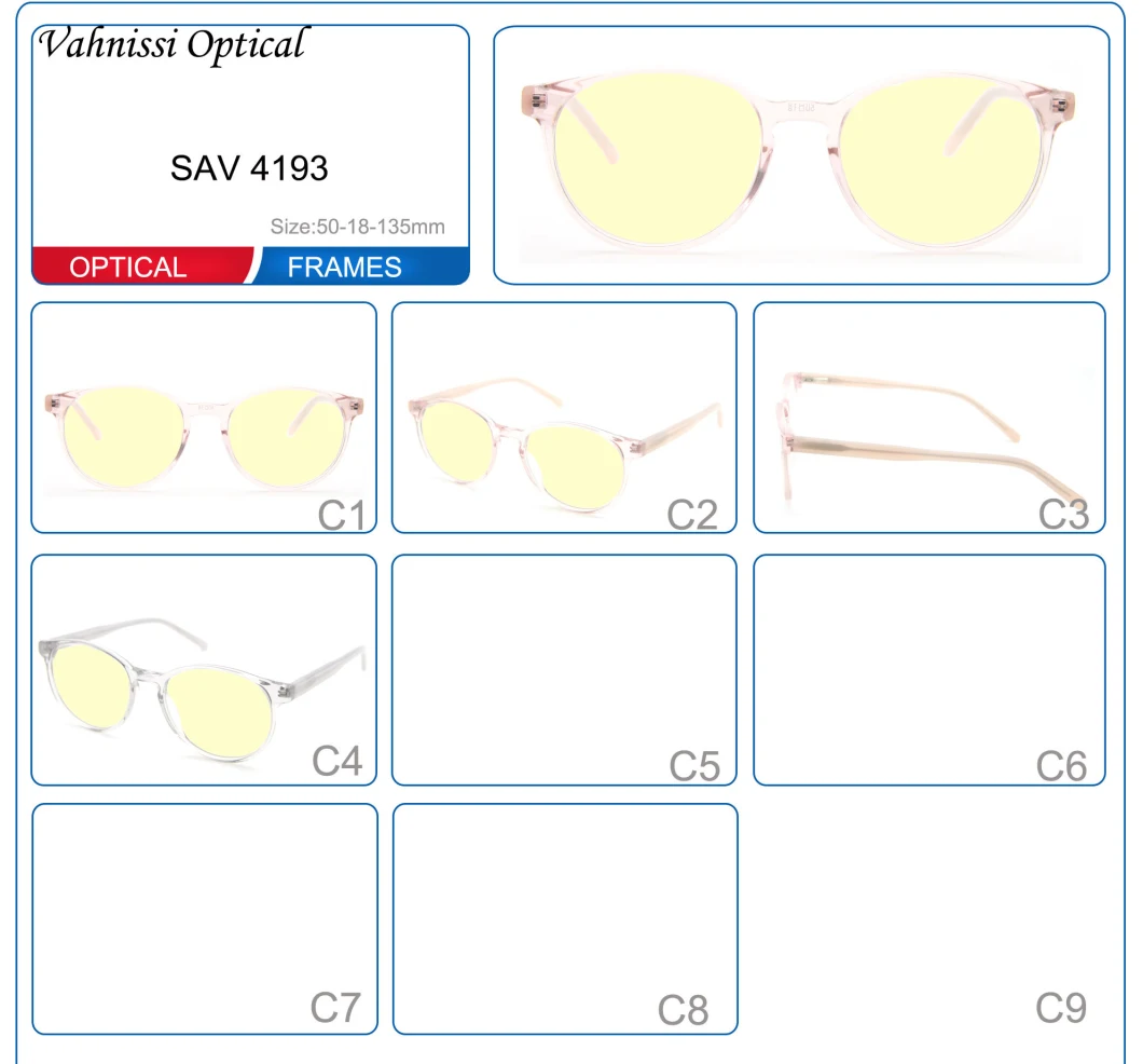 2021 Online Selling Protect Eyes Anti Blue Light Computer Acetate Optical Eyeglasses Frame for Unisex