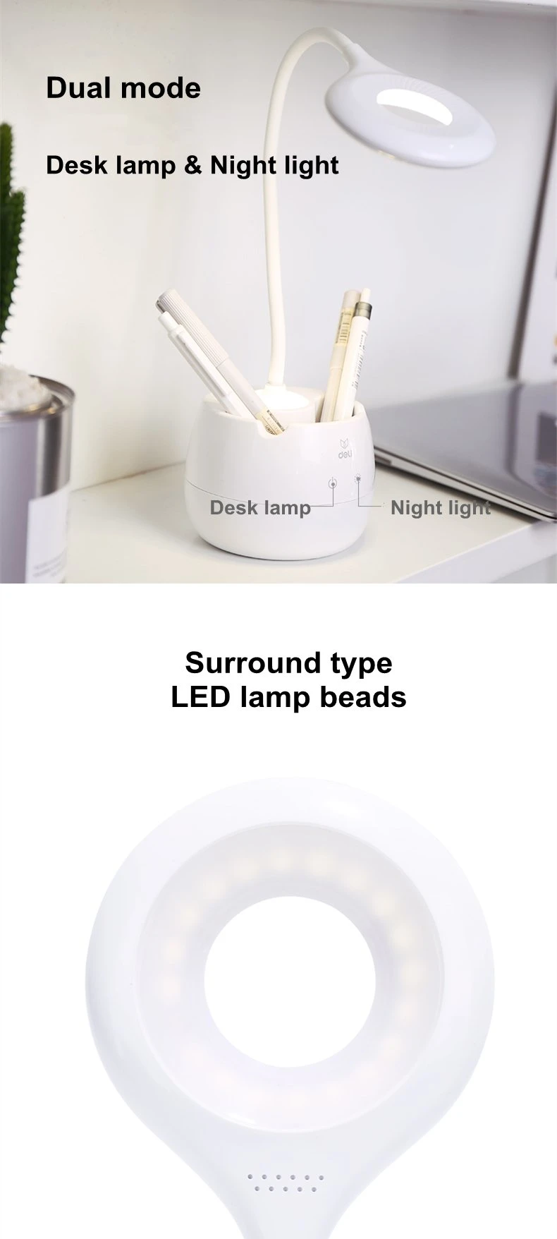 Multifunctional LED Desk Table Lamp with Pen Container and Mobile Phone Holder USB Night Light