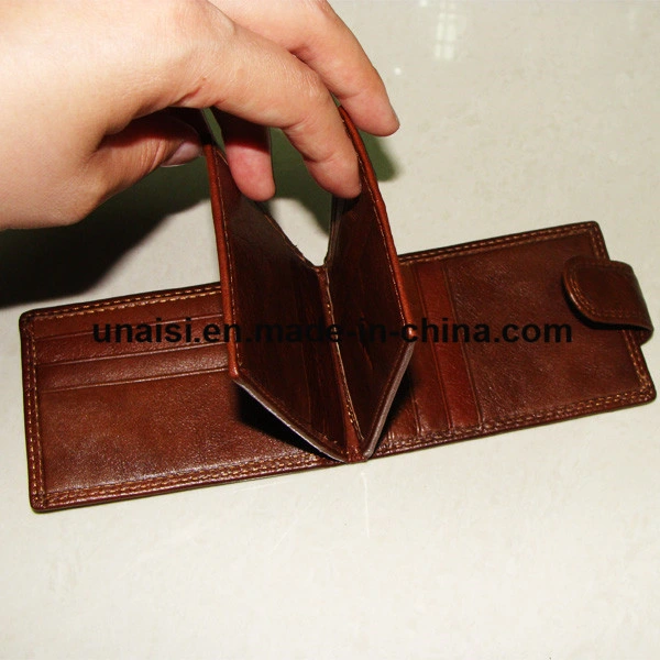Top Cowhide Leather Card Holder Short Wallet for Man