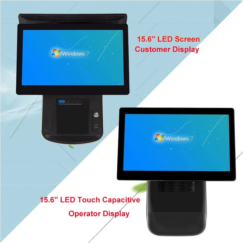 Touch Screen POS Machine with Printer 15.6inch All in One POS Terminal with Inbuilt Printer 80mm POS Monitor Desk Display