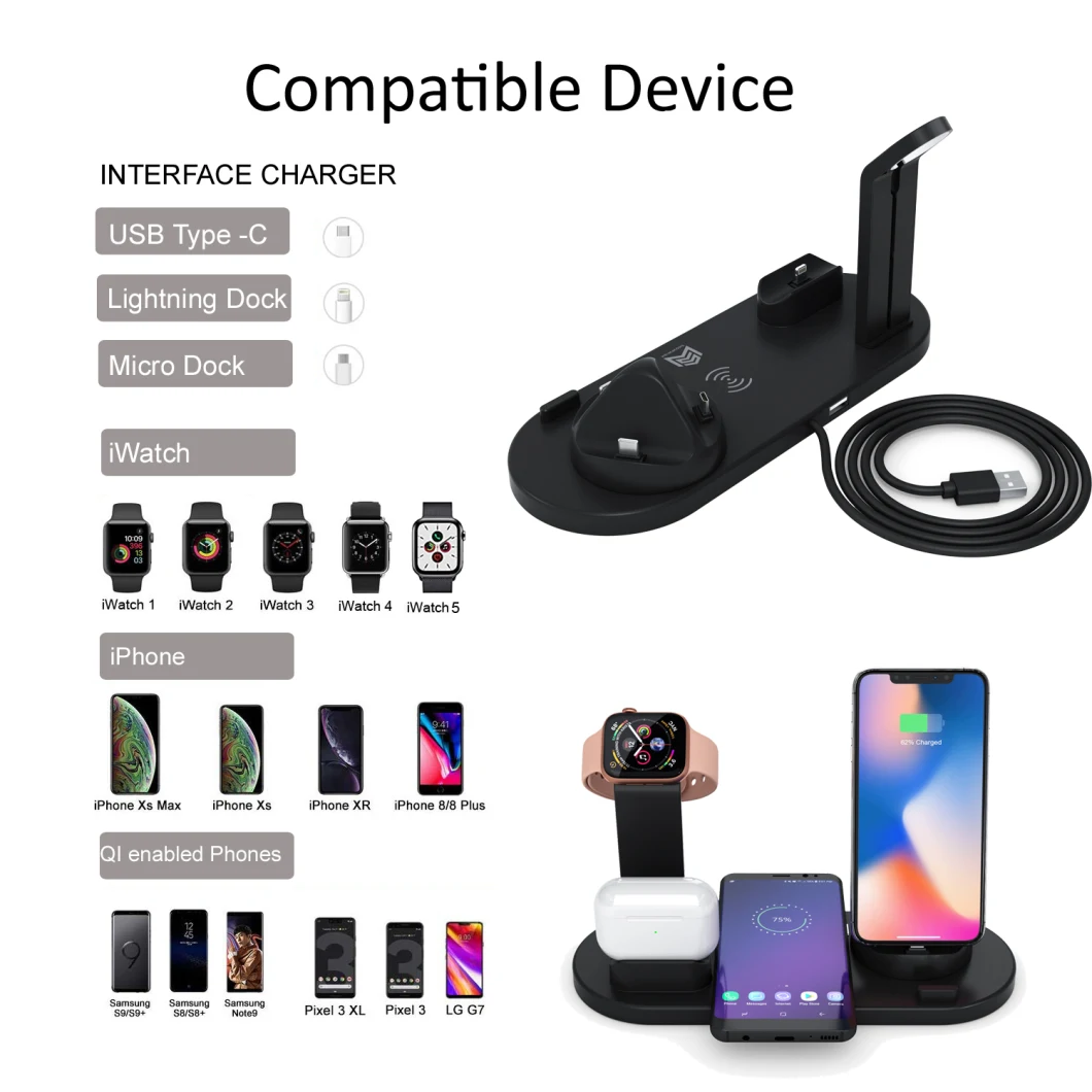 4 in 1 Wireless Charger Power Supply/Phone Accessories/Mobile/USB/Charger Smartwatch Charging Station Multi Charging Stand for Accessories for All Mobile Phones