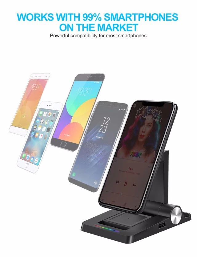 Qi Fast Charge Wireless Charger with Power Bank Phone Stand