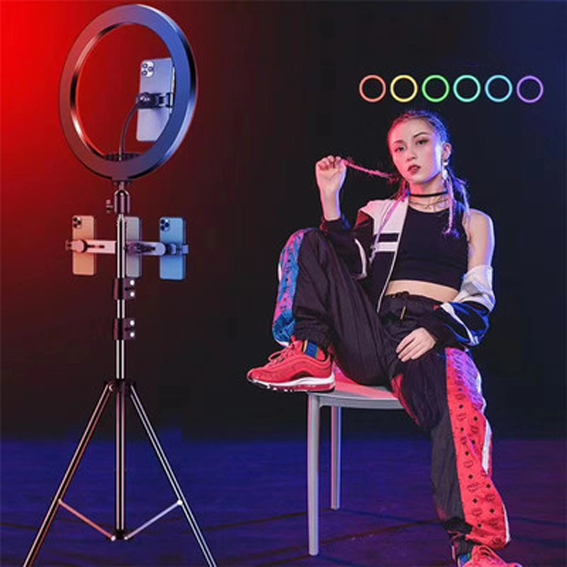 LED Ring Light with 2m Tripod Stand Cell Phone Holder for Live Stream/Makeup/Youtube Video