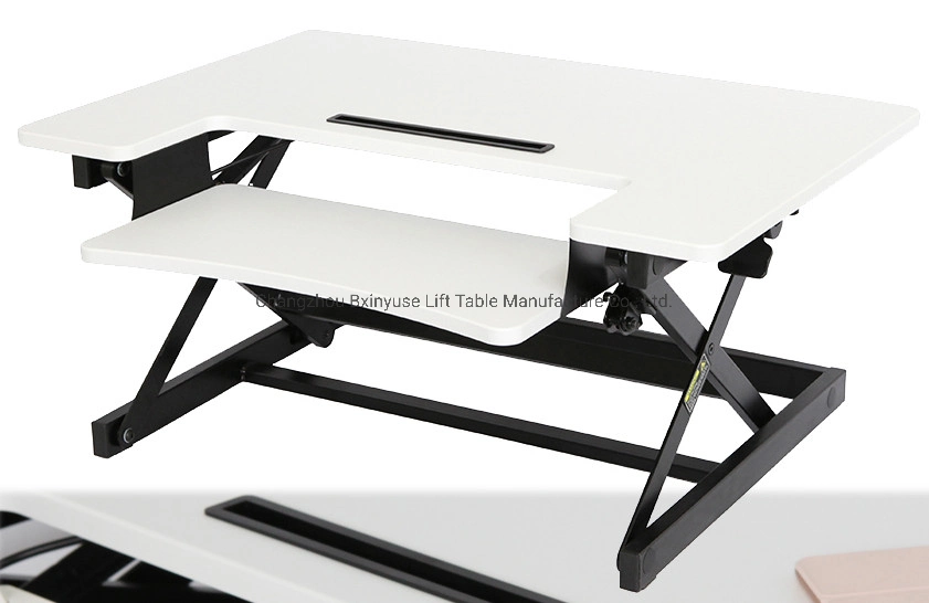 Black Color Gas Spring Sit Stand Converter / Height Adjustable Desk for Office Table