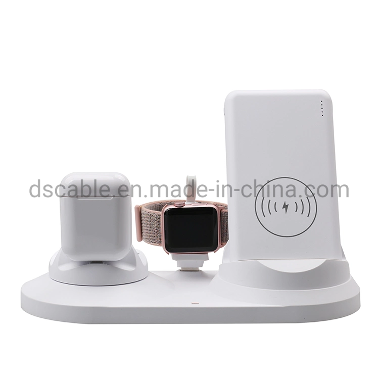 Portable Wireless Charging Pad 5 in 1 Wireless Charger Holder Stand with 10000mA Powerbank