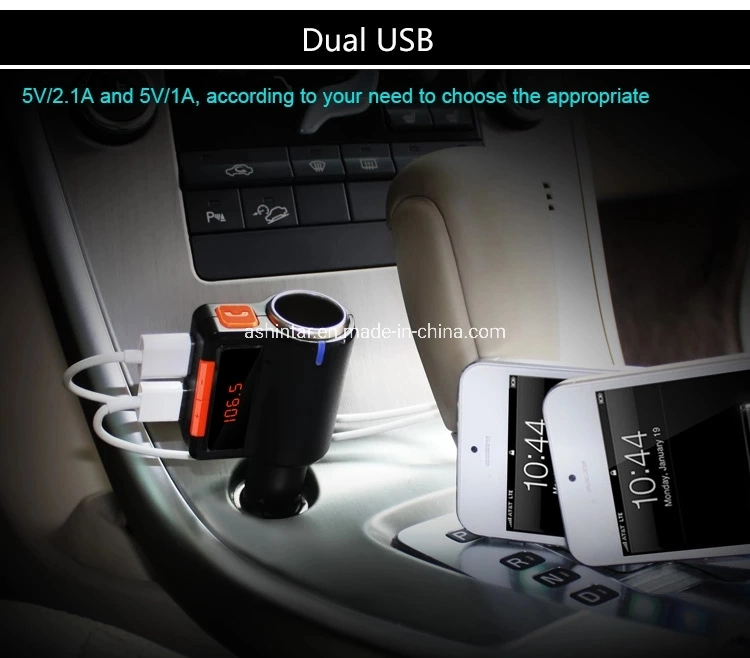 Bluetooth Hands-Free Car Kit FM Hands-Free Double USB 3.1A Car Charger