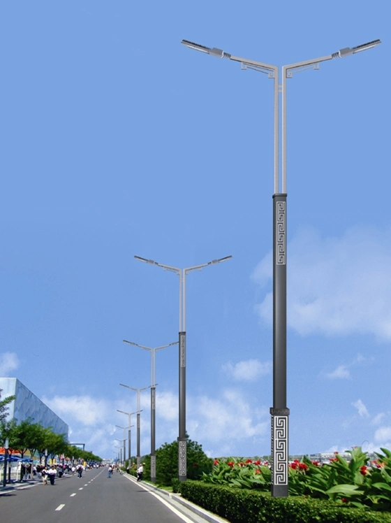 Galvanized Street Light Pole with LED Light Single Arm Double Arm