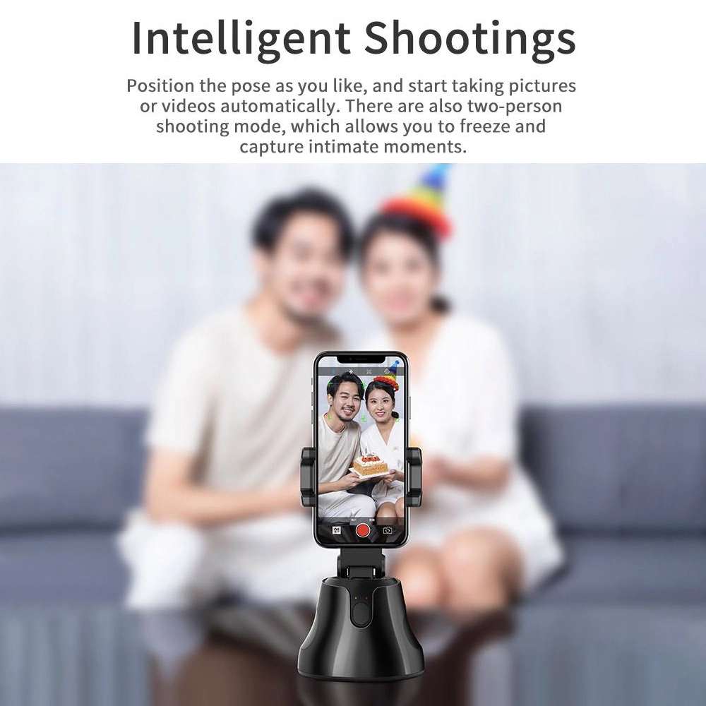 360 Degree Rotation Auto Selfie Face Smart Object Tracking Cell Phone Holder Mount