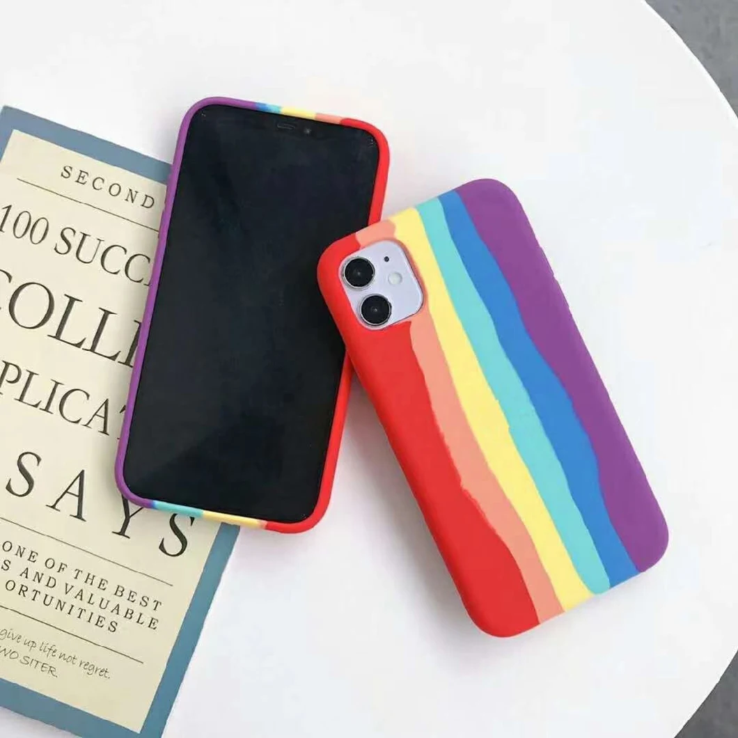Liquid Silica Rainbow Cases iPhone 11 12 PRO 7 8 Plus 6s Phone Accessories Back Cover