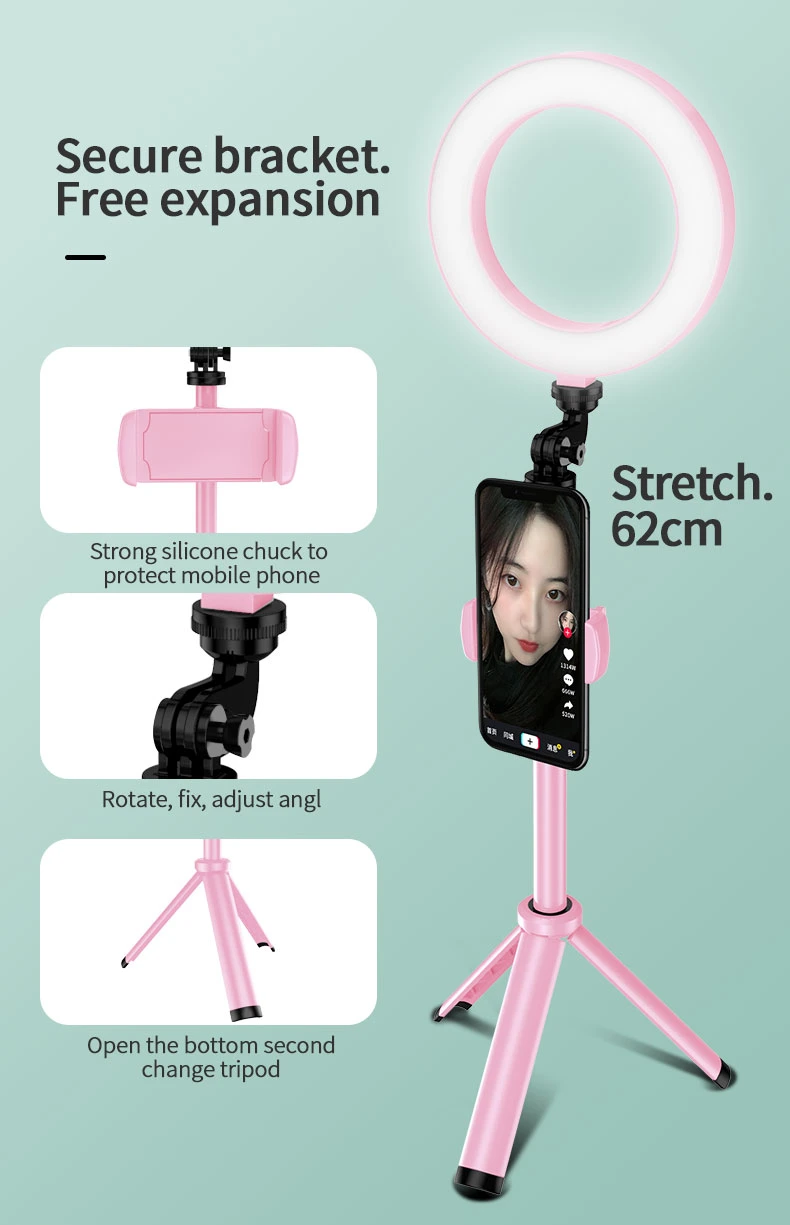 Dimmable Circular RGB Live Show Tiktok Makeup Foldable Fill Selfie LED Ring Light with Tripod Stand