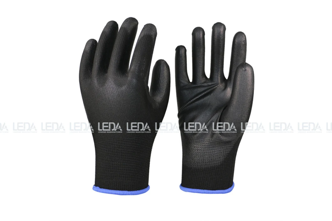 Anti-Scratch Non-Slip Black PU Palm Coated Working Safety Gloves