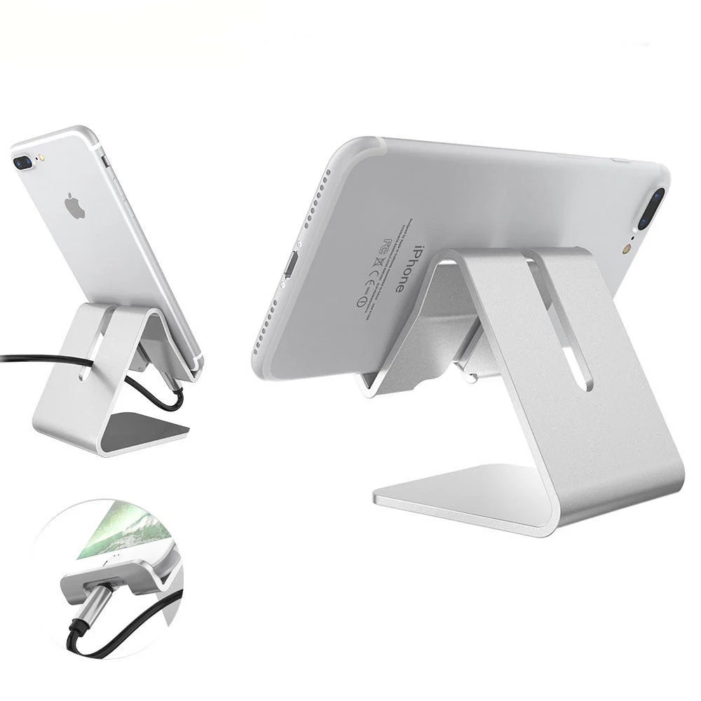 Aluminum Metal Phone Holder Desktop Universal Non-Slip Mobile Phone Stand Desk Hold for iPhone iPad Samsung Tablet