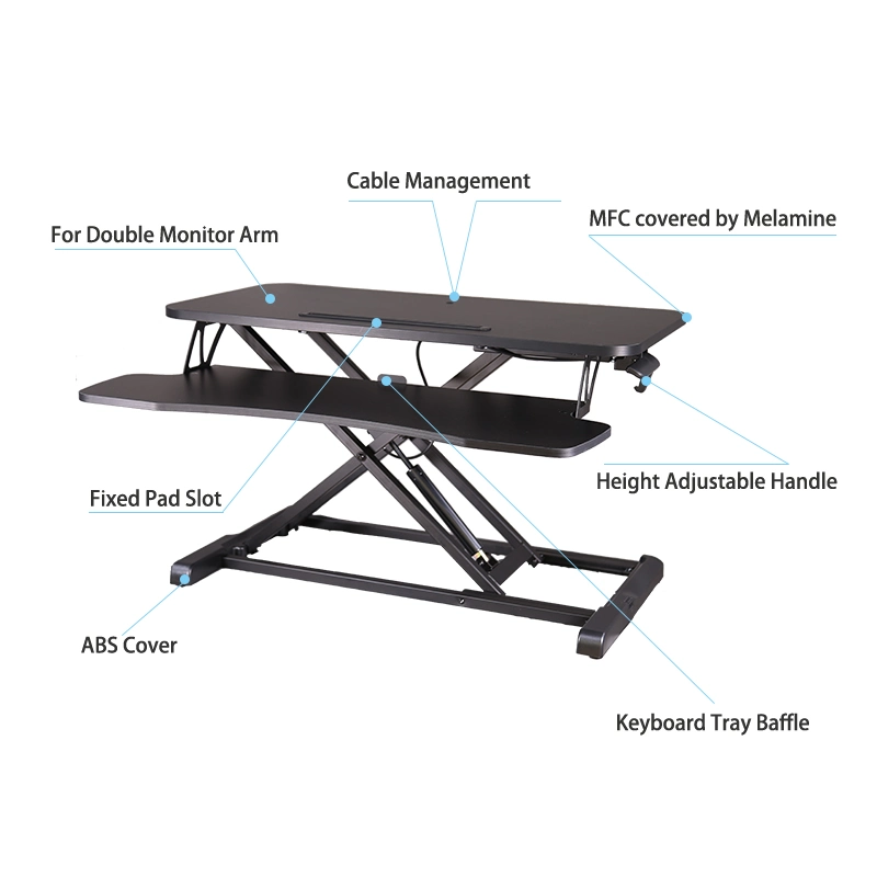 Air Riser Foldable Sit Stand Desk Converter, Gas Spring Height Adjustable Standing Table Laptop Desk Converter/