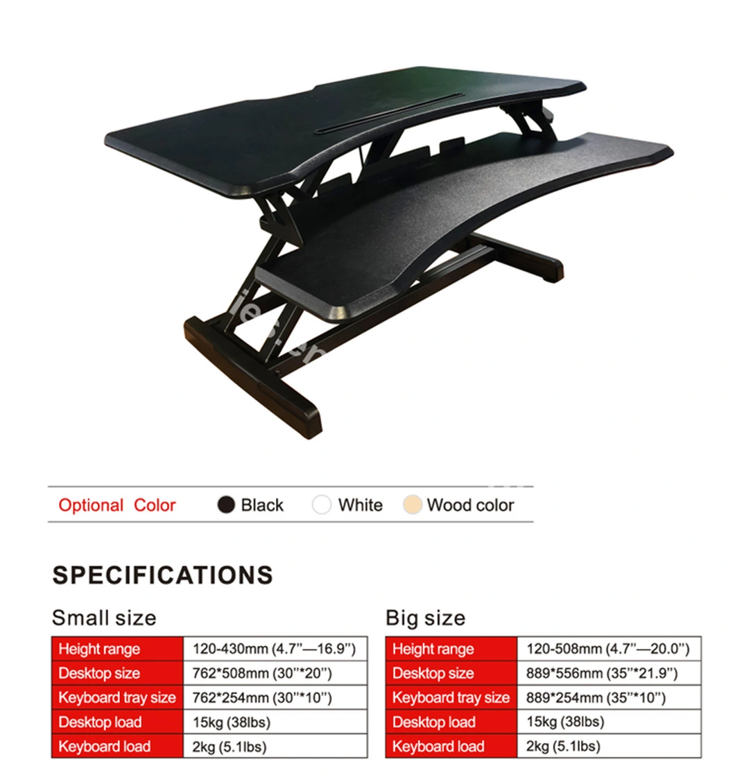 Gas Spring Computer Table Riser Height Adjustable Standing Desk Converter