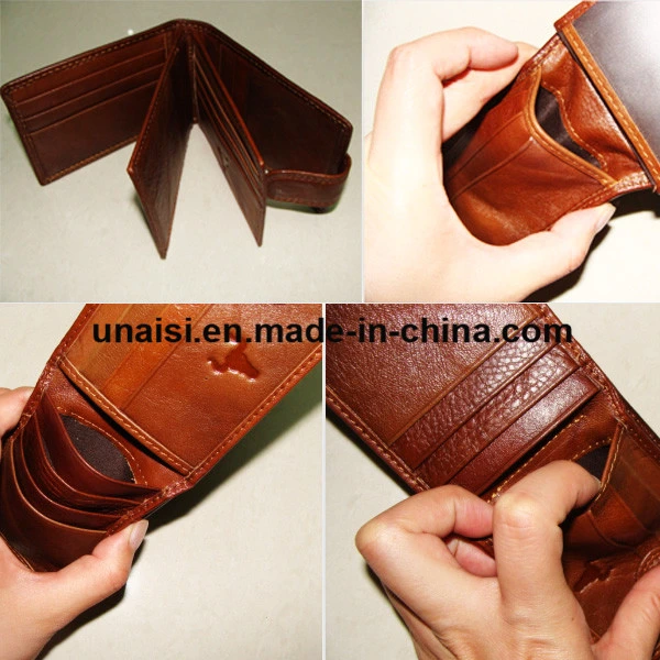 Top Cowhide Leather Card Holder Short Wallet for Man
