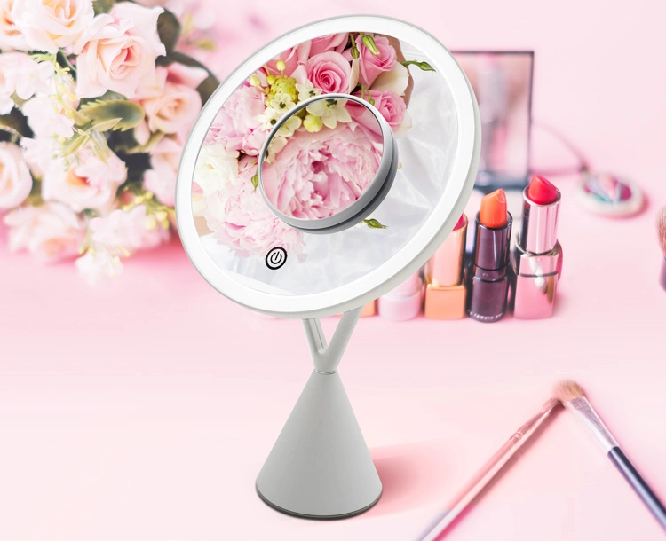 Table Stand Round LED Adjust Lights Vanity Makeup Mirror with 5X Magnifying