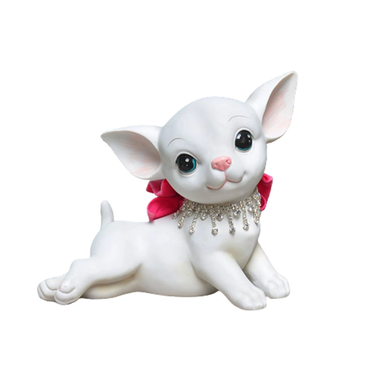 Lovely White Cat Lounging Figurine Cute Collectible for Office Desk Accessories