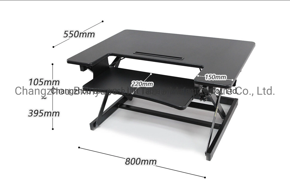 Black Color Gas Spring Height Adjustable Laptop Desk Riser