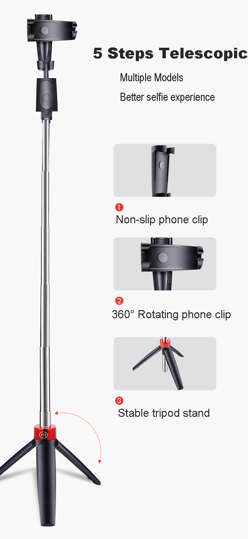 Universal Extendable Cellphone Flexible Mini Lightweight Tripod Stand with Bluetooth Remote Control Selfie Stick Desk Tripod