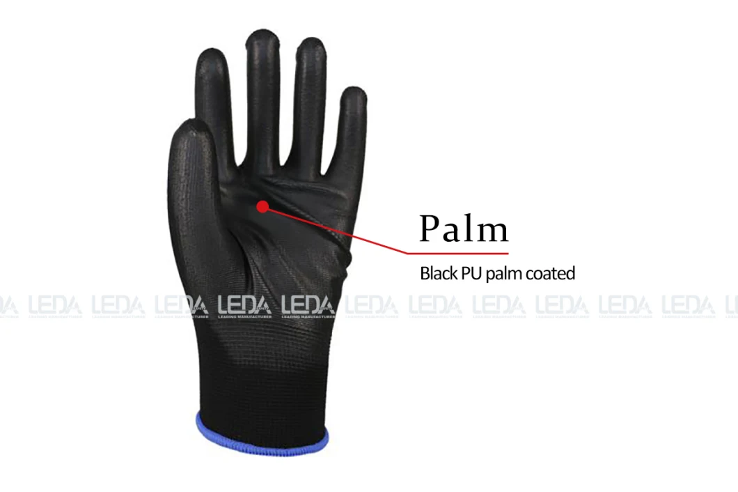 Anti-Scratch Non-Slip Black PU Palm Coated Working Safety Gloves