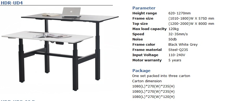 3-Stage Quad Motor Back -to -Back Electric Sit-Stand Desk Frame Adjustable Computer Tables