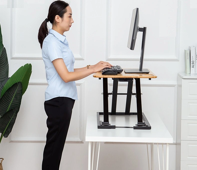Pneumatic Sit to Stand Table Converter Desk Riser Height Adjustable Desk Frame Laptop Computer Table