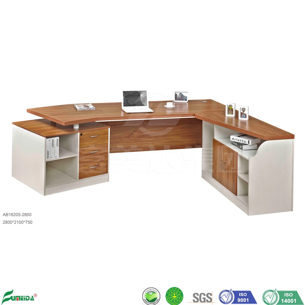 Study Room Laminate Wooden Table Office Corner Computer Desk with Book Case