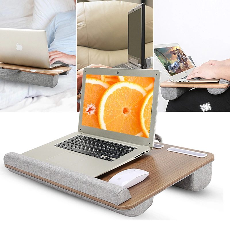 Lapgear Home Office Lap Desk with Device Ledge Mouse Pad and Phone Holder - Silver Carbon Laptop Table