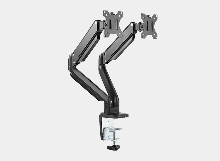 Dual Monitors Aluminum Gas Spring Monitor Arm with USB Ports