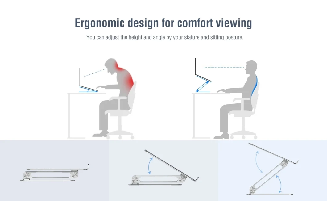 Adjustable Laptop Stand Desk for Bed 360 Foldable Computer Accessories Aluminium Laptop Stand