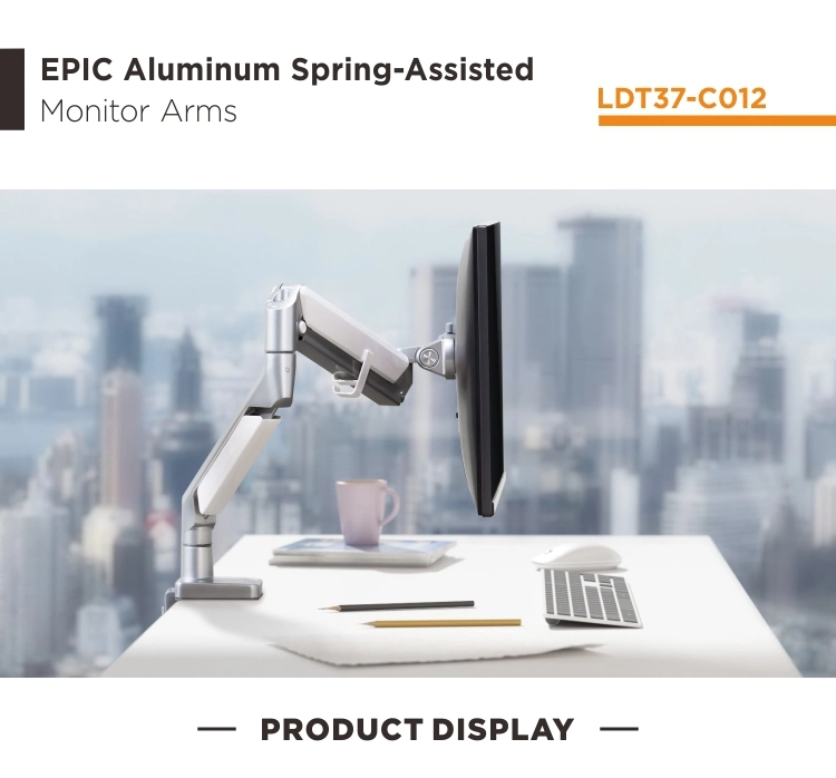 Single Aluminum Gas Spring Monitor Desk Mount