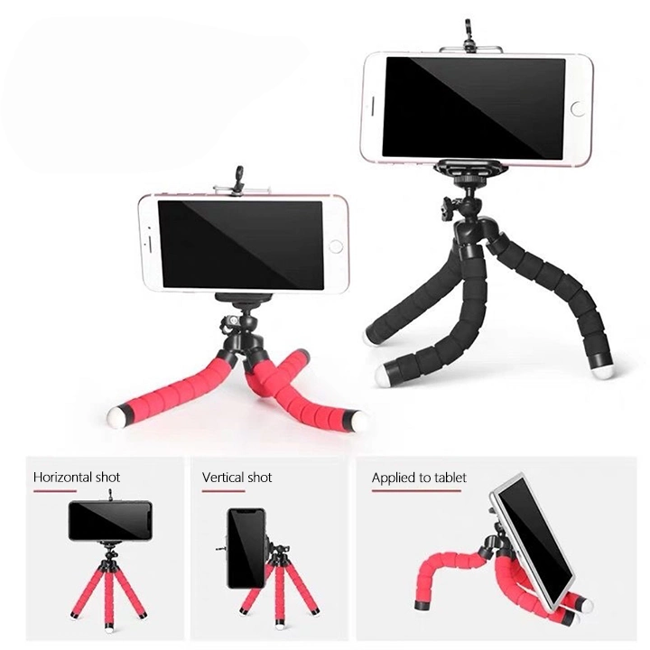 Flexible Desk Webcam Stand Adjustable Premium Phone Holder Portable Sponge Camera Tripod Compatible with All Smartphones.