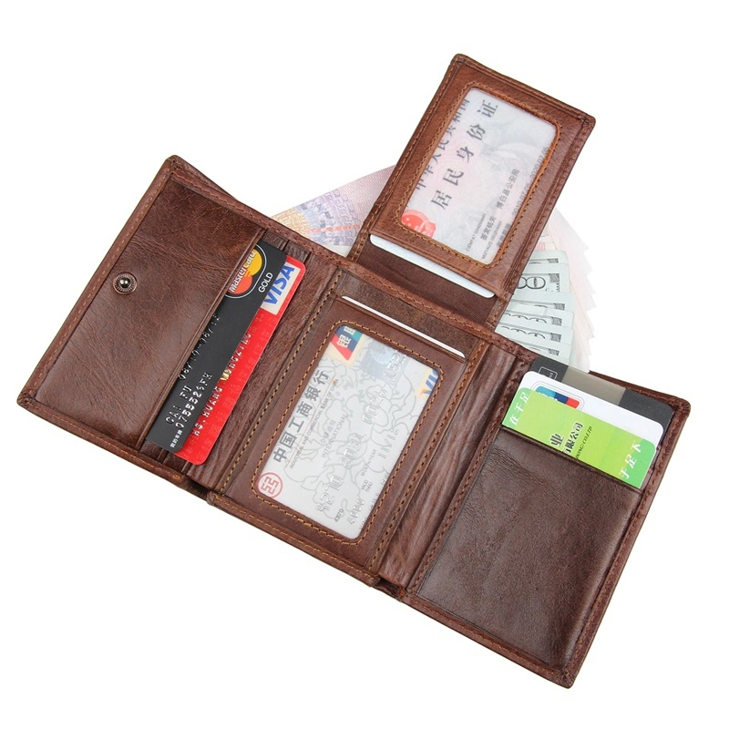 Men's Cow Leather RFID Card Holder Money Pocket Man