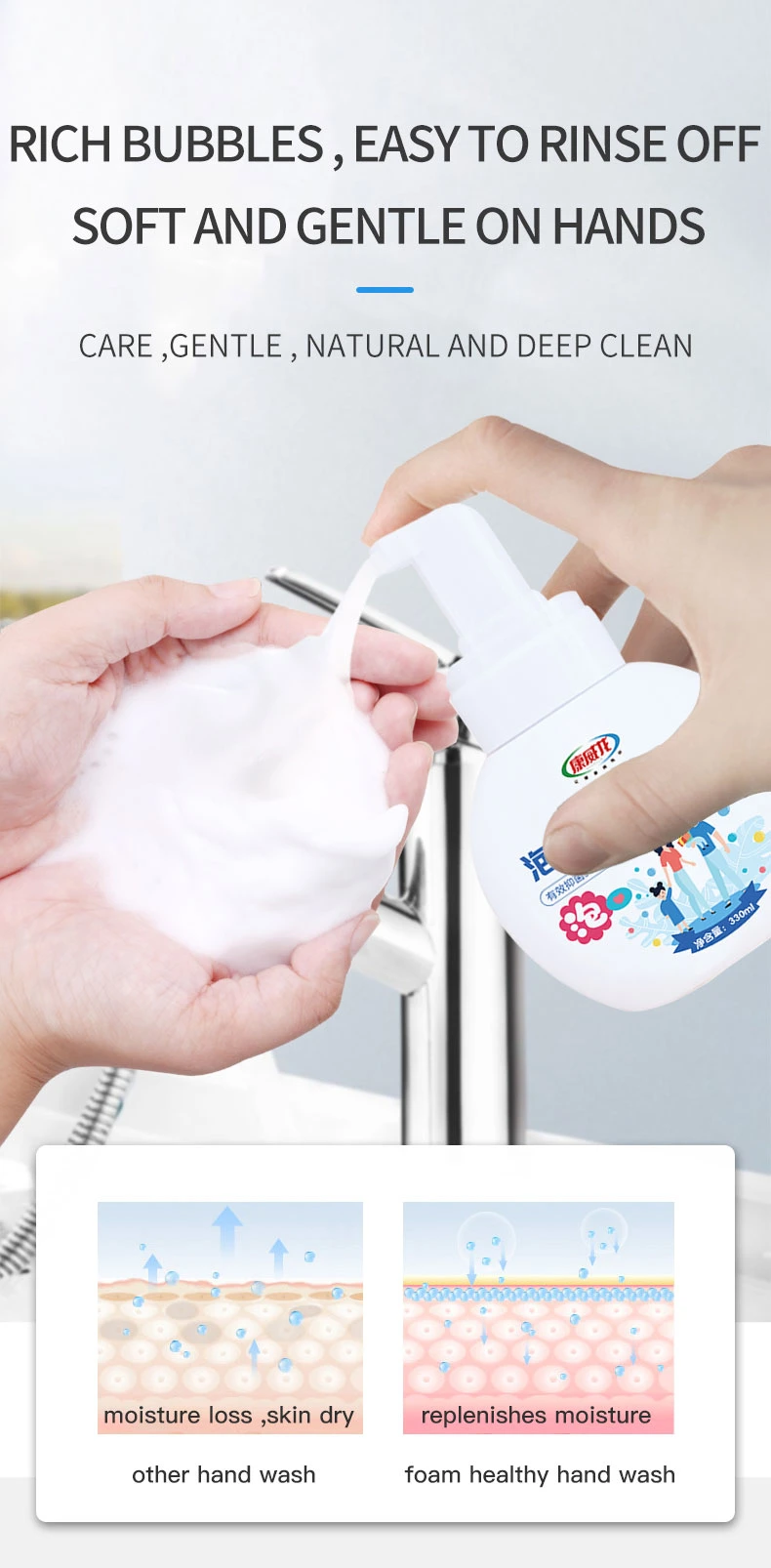 Free Additive Eco-Friendly Moisturizing Antibacerial Hands Wash Cleaner Liquid Soap Detergent for Hands Cleansing