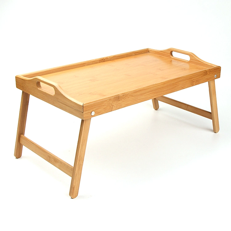 Durable Bamboo Serving Foldable Bamboo Laptop Bed Table Breakfast Tray with Folding Leg