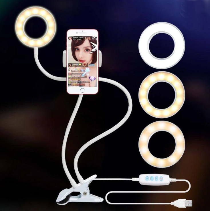 Cell Phone Holder Clip Stand USB Mini Selfie Ring Light