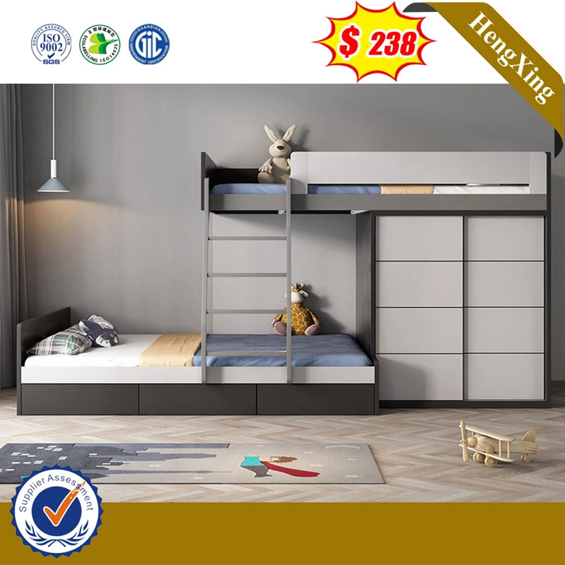 Cheap Price Modern Wooden Children Bedroom Furniture Set Study Table Kid Bunk Double Bed with Wardrobe