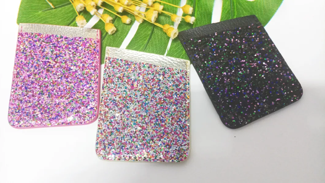 Glitter Sticker Card Holder PU Phone Pockets Phone Card Holder Mobile Accessories