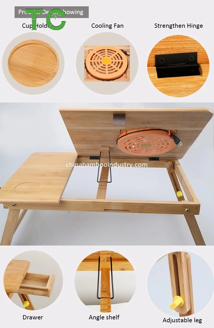 Customized Laptop Table Adjustable & Foldable Laptop Desk with Flip Top and Drawer