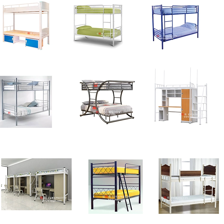 Modern Design High Quality School Student Dormitory Hotel Metal Bunk Bed with Computer Desk and Cabinet