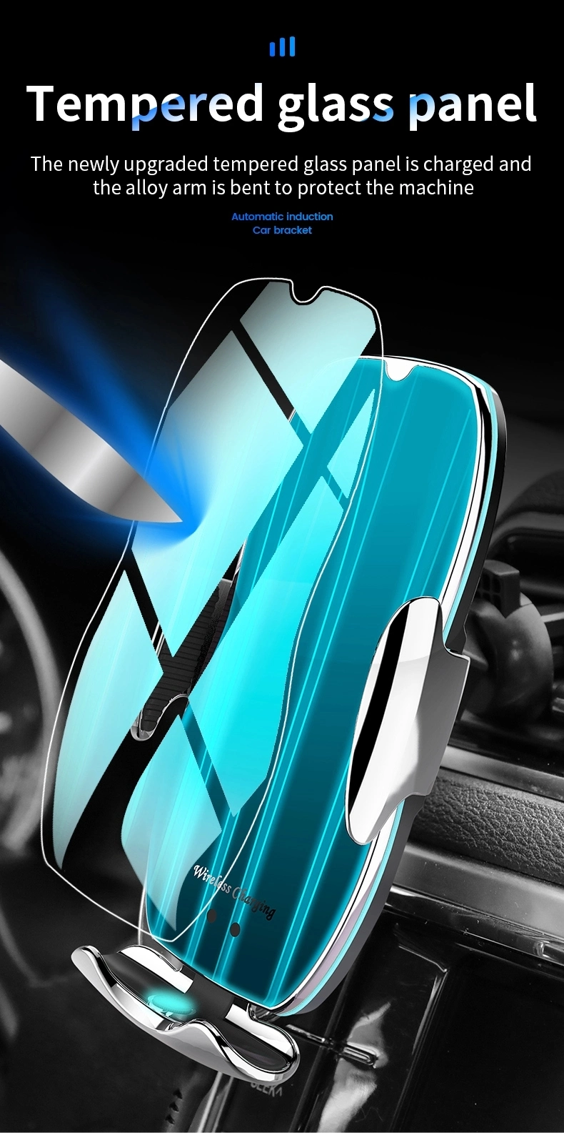 10W/15W Qi Magnetic-Attraction H8 Smart Car Phone Holder Wireless Charger