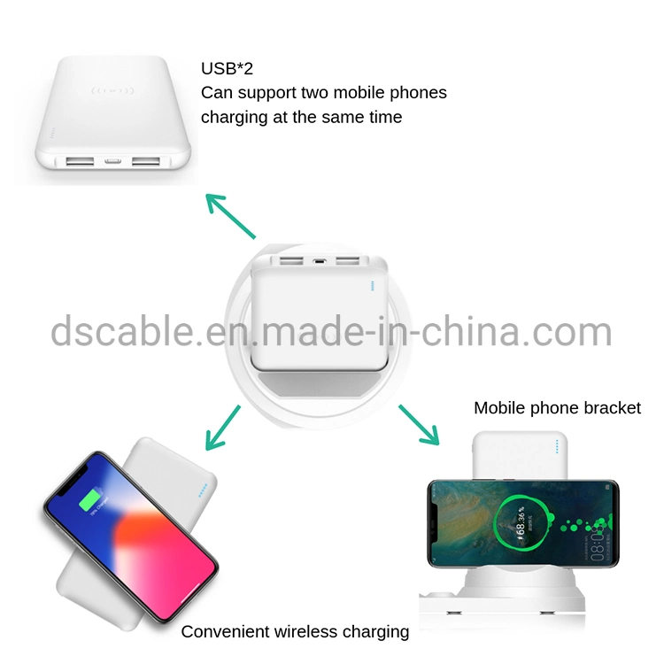 Portable Wireless Charging Pad 5 in 1 Wireless Charger Holder Stand with 10000mA Powerbank
